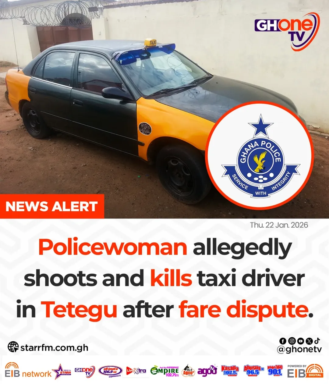 Policewoman Allegedly Shoots Taxi Driver Dead After Fare Dispute in Tetegu