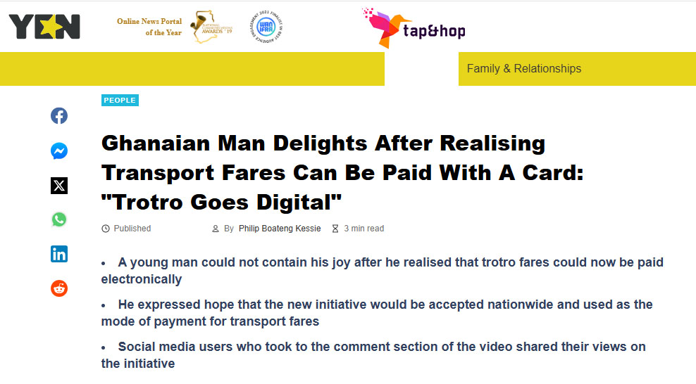 Ghanaian Man Delights After Realising Trotro & Taxi Fares Can Be Paid With A Card